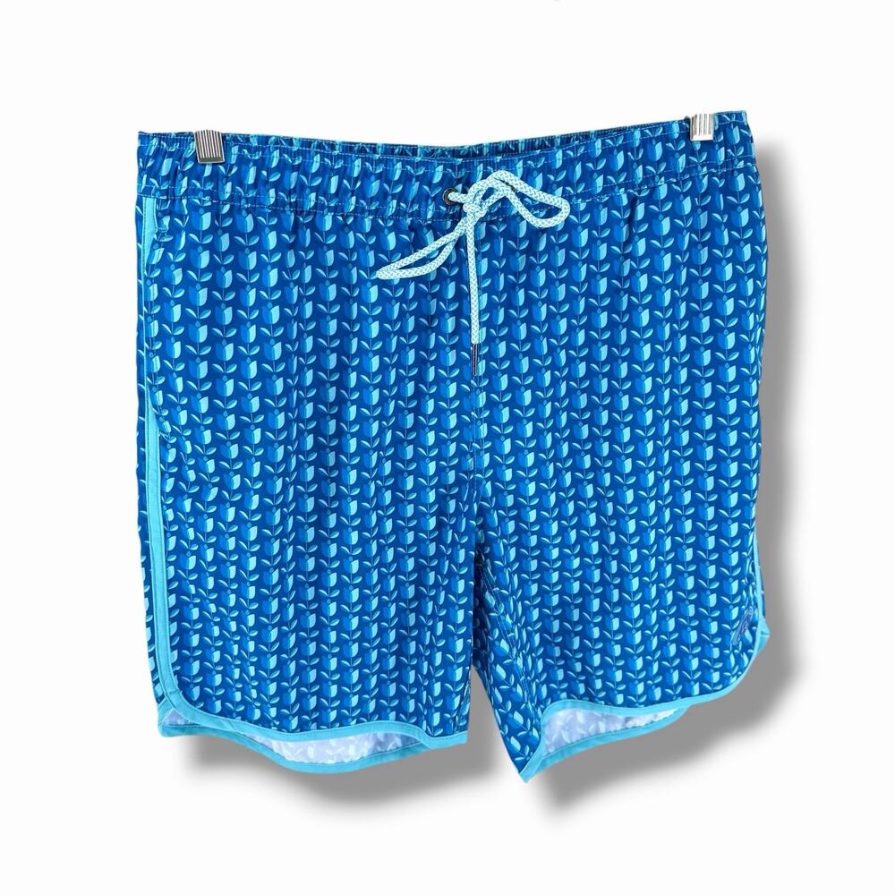 Mr Swim Board Shorts Mens L Blue Geometric Stretch Swim Trunks